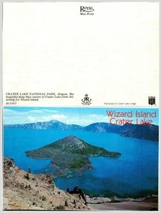 Crater Lake & Wizard Island Aerial Oregon Postcard ~1960s Roberts Photo - Picture 1 of 1