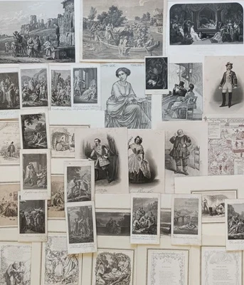 Theater Hamlet Davenport Dunn Lyrik Charlatans Esau 55 Druckgraphiken 18./19.Jh. - Bild 1 von 4