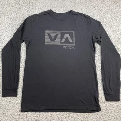 RVCA Long Sleeve Crew Neck Shirt Mens Large Black Logo Surfer - Image 1 of 4