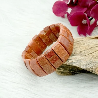 Pulseira de contas de pedra do sol - Joia de pedra preciosa marrom feita à mão - Item de presente - Imagem 1 de 4