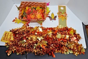 Lote de decoración de hojas de cosecha de otoño cesta guirnalda hojas de imitación acentos Acción de Gracias - Imagen 1 de 9