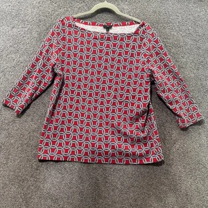 Talbots Damen 1X Top Maritim Knotenmuster 3/4 Arm Pima Baumwolle Rot Weiß - Bild 1 von 6