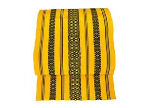 Japan Hitoe Hakata Obi Yellow and Black Japanese Geometric Pattern Kimono Yukata - Picture 1 of 8