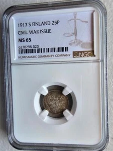 Finland 25 Pennia Civil War Issue 1917S NGC MS 65 - Picture 1 of 2