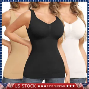 Women Shapewear Camisole with Built in Bra Tummy Control Compression Tank Tops - Picture 1 of 23