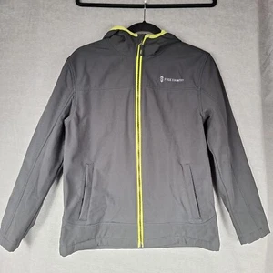 FREE COUNTRY Jacket Boys Youth 14/16 Black/Neon Green Lined Zip Hooded - Picture 1 of 20