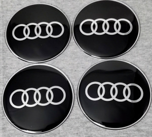 For Audi Stickers 4x65mm Car Wheel Center Stickers Black New