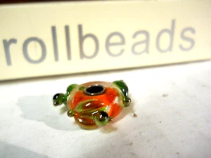 Elfbeads 925 Sterling Silver GREEN OIL & ORANGE EVERSPARK DUCKS BEAD Trollbeads - Picture 1 of 4