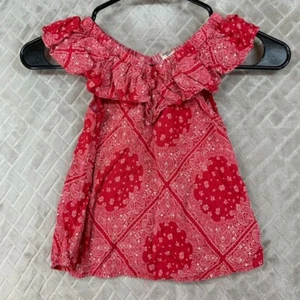 Oshkosh B'gosh Girls 6 Tank Top Red Paisley Bandana Ruffle A Line - Picture 1 of 9