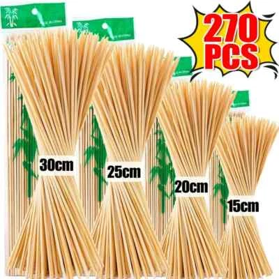 90Pcs PACK Natural Bamboo Disposable  BBQ Skewers Kabob Sticks For Grilling - Image 1 of 4