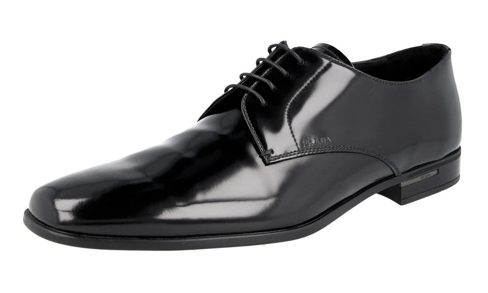 PRADA Polished Leather Derby Dress Suit Shoes 2EE053 Black - US 9 EU 42
