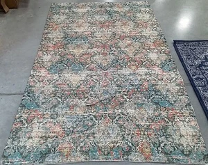 CORAL / AQUA 5'-0" x 8'-0" Back Stain Rug, Reduced Price 1172772266 SFN570A-5 - Picture 1 of 4