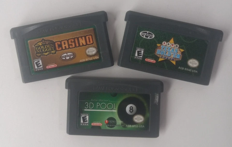 Lot of 3 Game Boy Advance Games 3D Pool,Texas Hold'em Poker,Golden Nugget Casino - Image 1 of 1