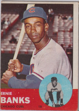 ERNIE BANKS; 1963 TOPPS CHICAGO CUBS BASEBALL CARD # 380
