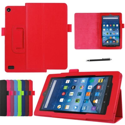 Stand Case Cover Flip Leather Smart For Amazon Kindle Fire 7 / HD 8 2017 7th Gen - Image 1 of 4