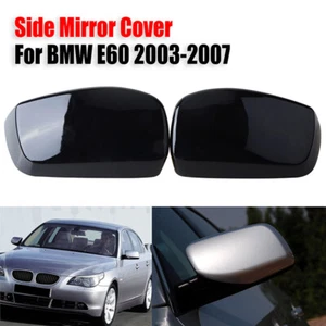1 par de tapa de espejo retrovisor lateral negra brillante para BMW Serie 5 E60 2004~2007 - Imagen 1 de 7