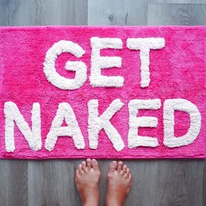 Get Naked Bath Mat Hot Pink With White Text Funny Cute Bathroom Rugs Magenta Dar - Picture 1 of 8