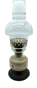 Candelabro Lámpara Hurricane Cerámica Sobre Base Metal Vidrio Globo 13" Alto  - Imagen 1 de 9