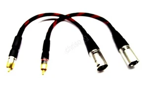 From OZ Quality 2PC 30cm XLR 3-Pin Male To RCA Male Mono Plug Cable Red Bk Braid - Picture 1 of 5