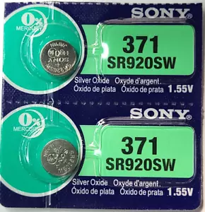 371 SONY 2PK 1.55V SILVER OXIDE (GREAT EXP 12/31) SR920SW SR69 FREE SHIPPING - Picture 1 of 2