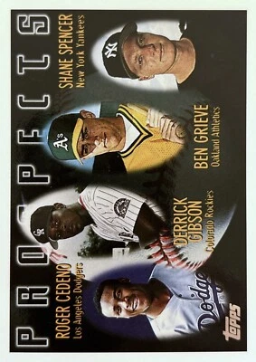 1996 Topps Ben Grieve Shane Spencer Derrick Gibson Roger Cedeno Rookie Card #436 - Image 1 of 2
