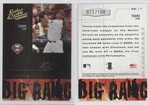 2005 Donruss Leather & Lumber Big Bang Gold /100 Jim Thome #BB-17 HOF