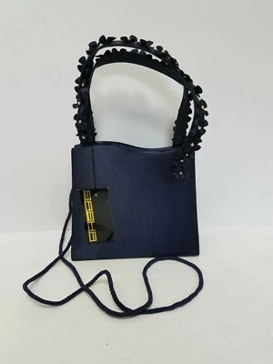 Sasha Shoulder Cross Body Handbag Purse, Rope Strap Navy floral Blue  - Image 1 of 4