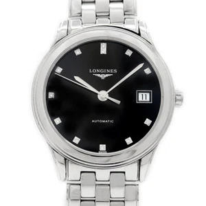 LONGINES Flagship 12P Diamond L4.774.4 Date 30m Black Steel Men Automatic - Bild 1 von 5