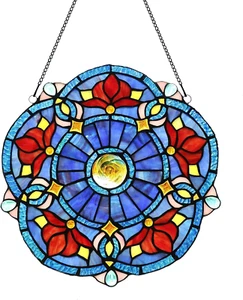 Victorian Style 12" Stained Glass Window Hangings Panel,Decorative Window Hangin - Picture 1 of 6