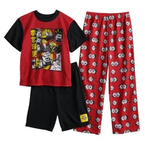 Minions Pajamas Set Boys Size 4 6 8 Shirt Pants Shorts Unleashed Despicable Me - Picture 1 of 2