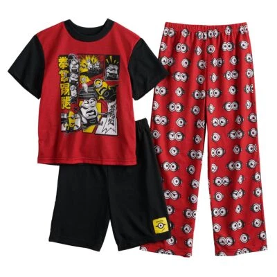 Conjunto de Pijama Minions Niños Talla 4 6 8 Camisa Pantalones Cortos Unleashed Despicable Me Foto 1 de 2