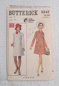 Vintage 1960s Butterick Pattern #5242 Jean Muir Double Breasted Coat Dress 34" - Picture 1 of 3