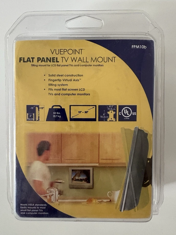 Vuepoint Flat Screen TV Tilting Wall Mount up to 50lbs FPM10B