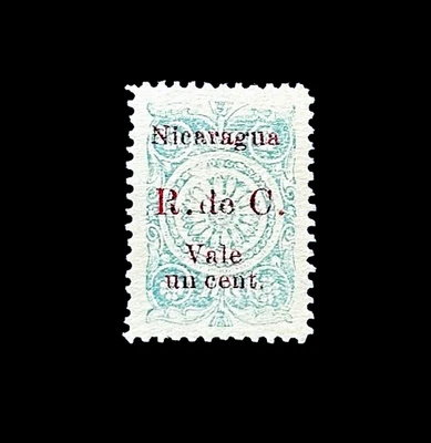 Sello NICARAGUA - 1922 Impuesto Fiscal R de C Vale Sobreimpresión Rojo MNG r43 🔥 Foto 1 de 2