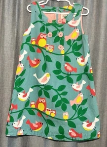 Mini Boden Girls Size 6-7 bird and owl corduroy pinafore lined Dress - Picture 1 of 10