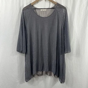 Indigo Soul Burnout Samt transparent asymmetrisch fließend lila Tunika Top Damen Größe L - Bild 1 von 11