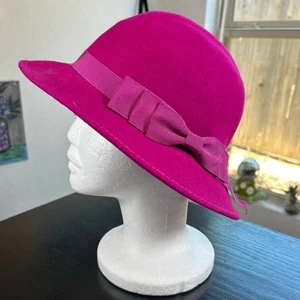 American Vintage Doeskin Felt 100% wool- some wear- Bright Magenta Bowler Hat- - Picture 1 of 7