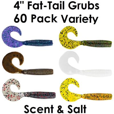 Curly Tail Grubs Soft Plastic Jig Twister Baits Fishing Lures Zoom Fat Albert 4" - Image 1 of 4