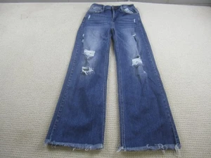 Risen Jeans Damen 9 29 blau distressed weites Bein hoher Bund RDP5526 ausgefranster Saum - Bild 1 von 10
