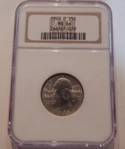 1946 D Washington Quarter MS 66 NGC Graded Coin - Picture 1 of 2