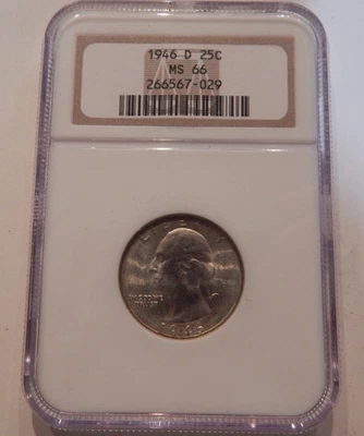 1946 D Washington Quarter MS 66 NGC Graded Coin - Image 1 of 2