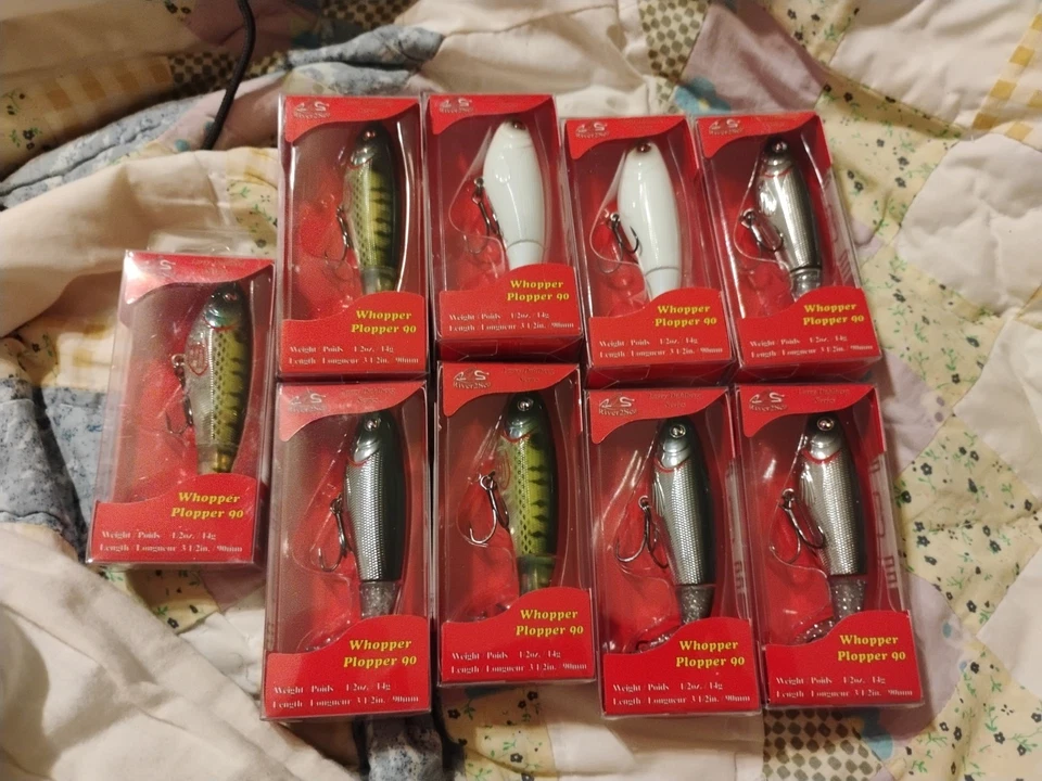 Lot Of 9 River2Sea Whopper Plopper 90 Topwater Lure, 3 1/2", 1/2oz. 3 Colors! - Image 1 of 1