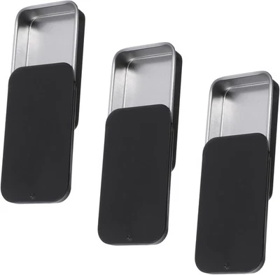 Mini caja de lata de metal de 3 piezas, caja de latas con bisagras vacías rectangulares deslizables negra  Foto 1 de 4