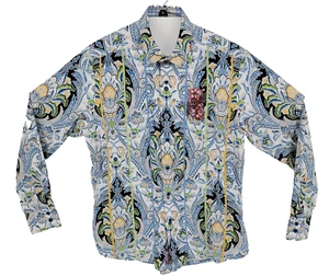 Camicia uomo Robert Graham Mariana ricamata L manica lunga cotone con bottoni - Foto 1 di 9