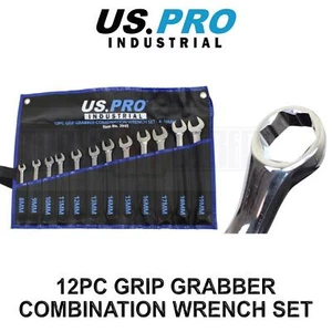 US PRO INDUSTRIAL 12pc Grip Grabber Combination Spanner, Wrench set 8-19mm 3945 - Picture 1 of 4