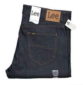 Neu Lee Straight Leg Selvedge Jeans dunkel roher Denim Herrengrößen rote Linie Reiter - Bild 1 von 12