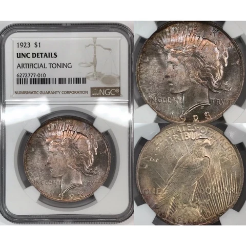 1923 peace dollar Ngc Rainbow Toning Cover