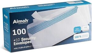 Security Tinted Self-Seal Letter Envelopes-No Window, White-24 LB- 100 Count