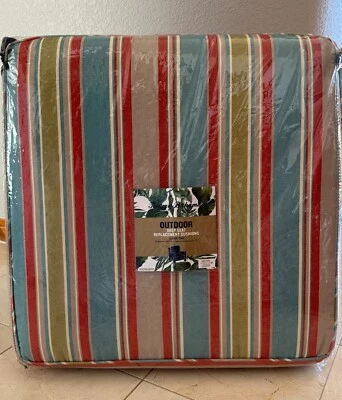 Tommy Bahama® Outdoor Deep Seat Cushions Stripes in Orange, Aqua, Tan, White NEW - Image 1 of 4
