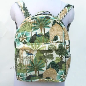 New Indian Handmade Multi Printed Quilted Cotton School College Backpack Bag - Picture 1 of 3